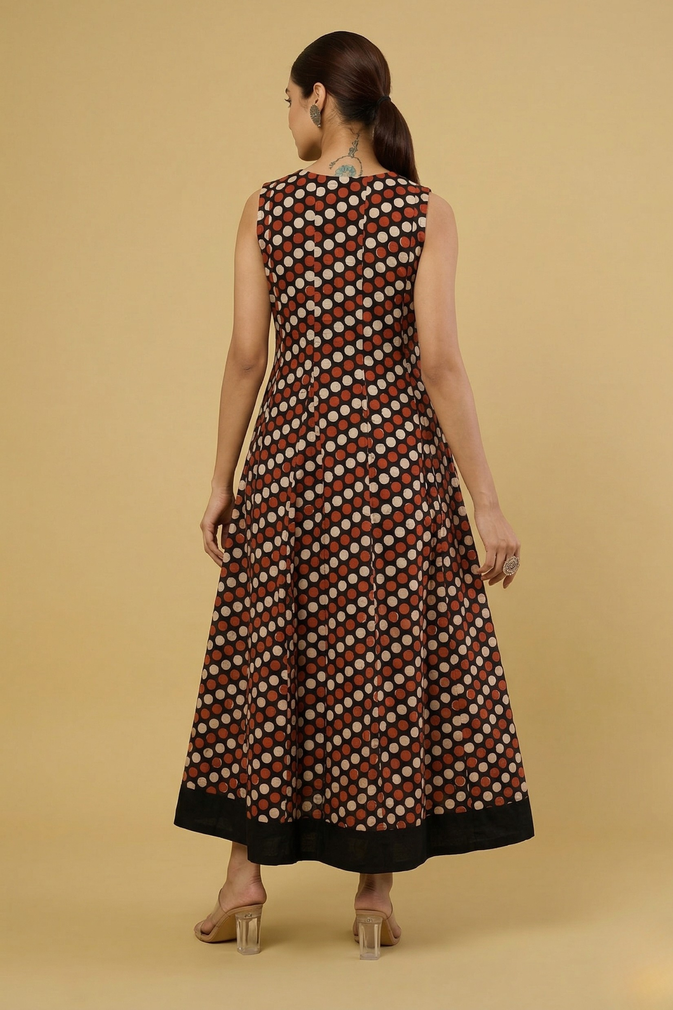 Sandstone And Red Pepper Long Sleeveless Maxi Dress Mc