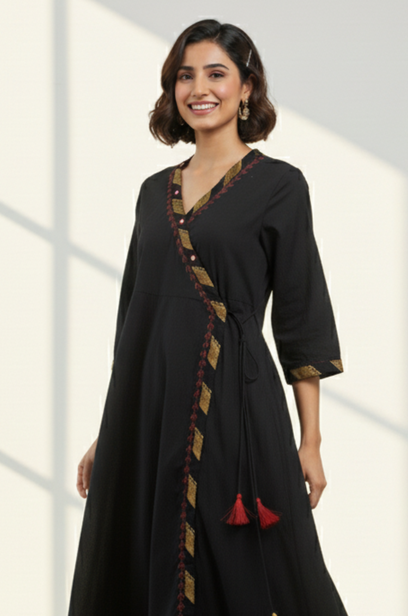 Maati  Golden Eclipse Tie-Up Cotton Angrakha Kurta