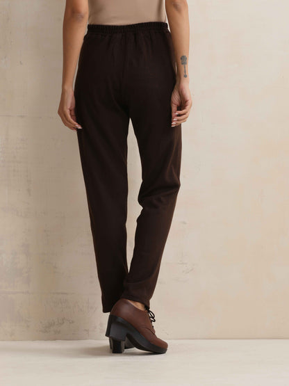 trueBrowns Brown Woollen Pants