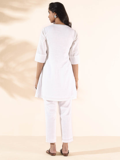 trueBrowns White Cotton Relaxed Co-ord Set