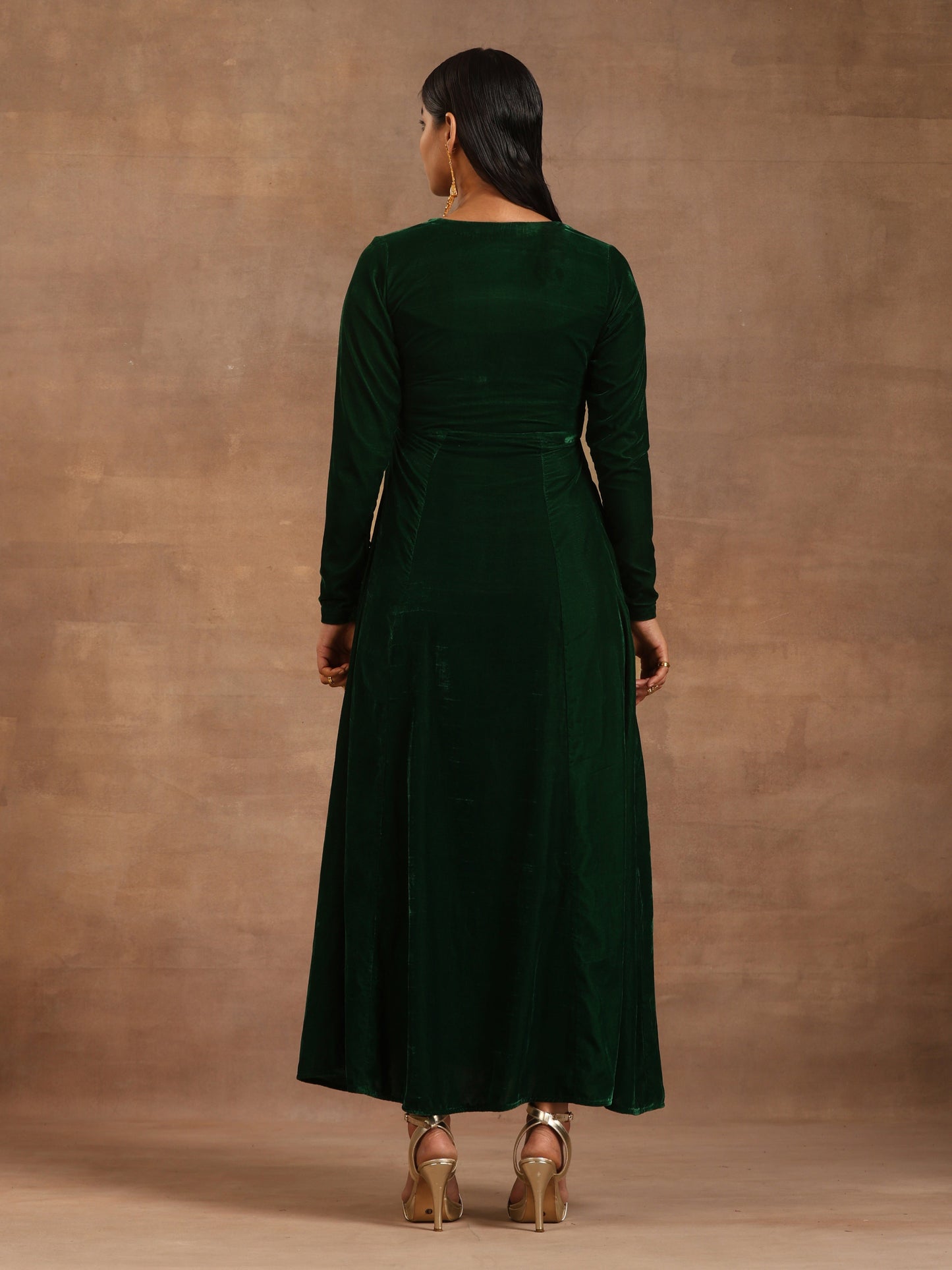 trueBrowns Green Velvet Dress
