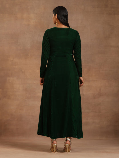 trueBrowns Green Velvet Dress