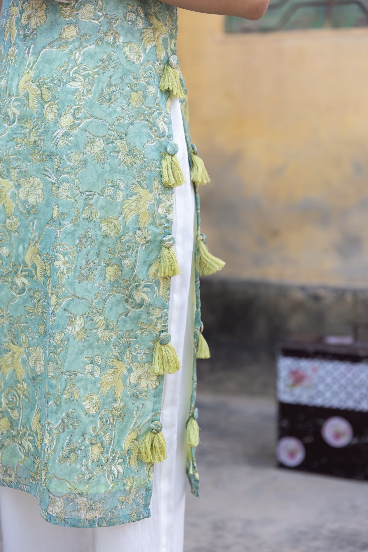 Anu Sudhaya Sage Chanderi Kurta Set