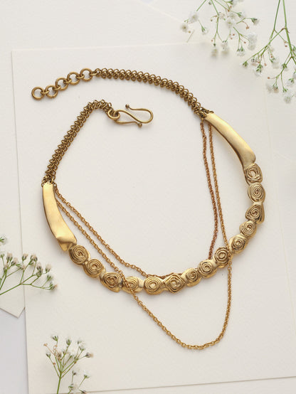 trueBrowns Brass Rose Layered Necklace