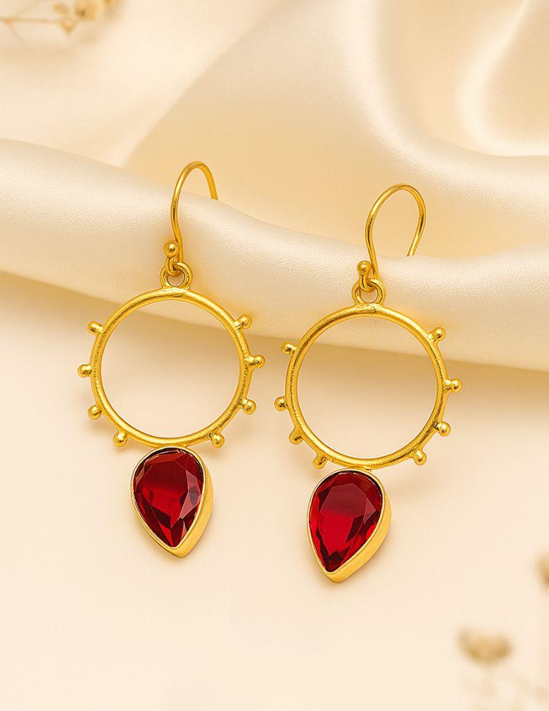 Golden Circle Dotted Drop Earrings LP- 48Hr Delivery (only Green)