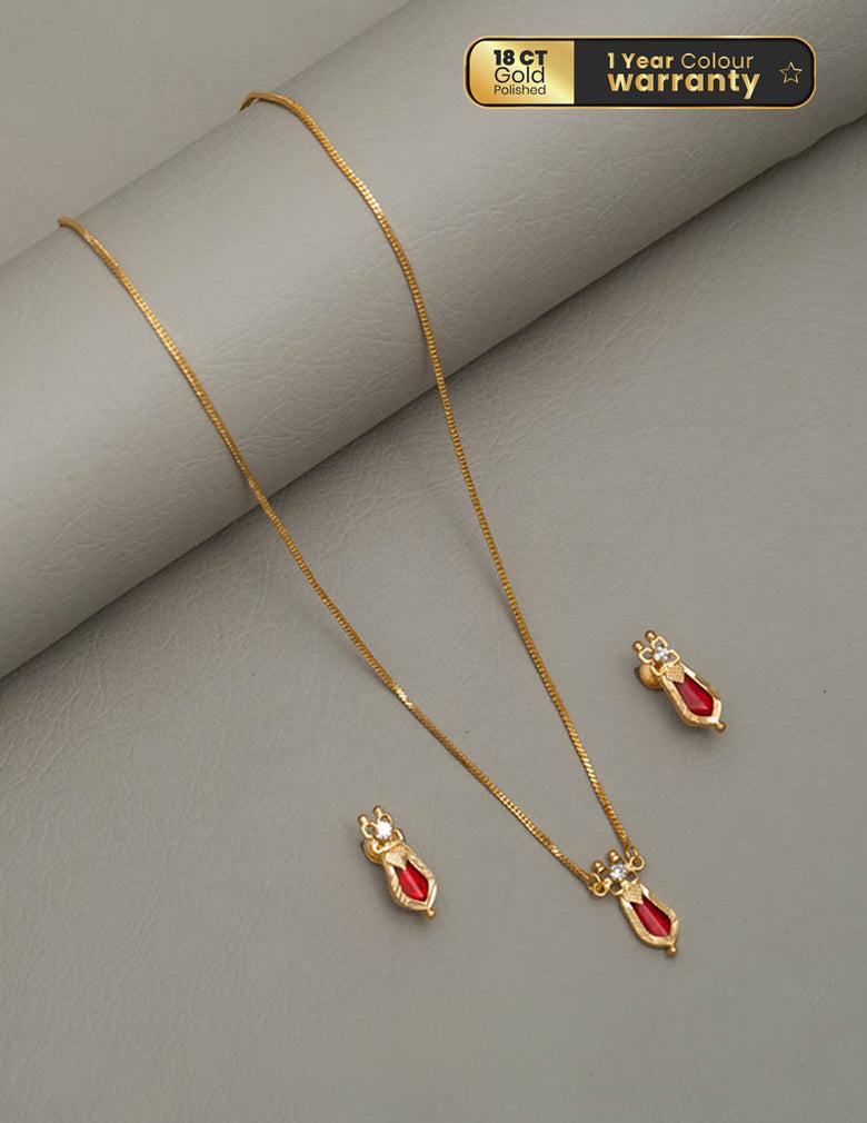 Gold toned simple Naga necklace  LP- 48Hr Delivery (Red & Blue)