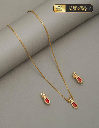 Gold toned simple Naga necklace  LP- 48Hr Delivery (Red & Blue)