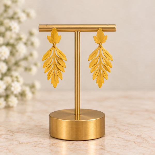 Gold Tone Layered Leaf Drop Earrings LP- 48Hr Delivery