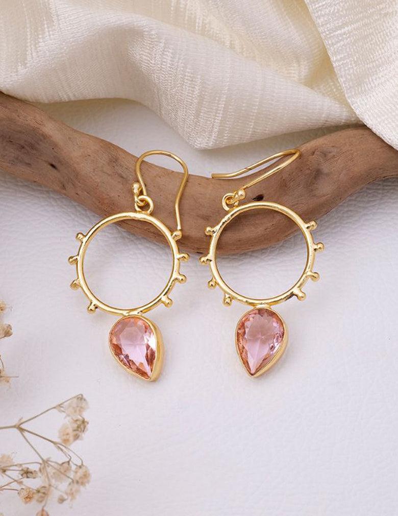 Golden Circle Dotted Drop Earrings LP- 48Hr Delivery (only Green)