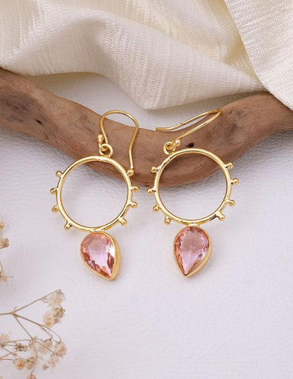 Golden Circle Dotted Drop Earrings LP- 48Hr Delivery (only Green)