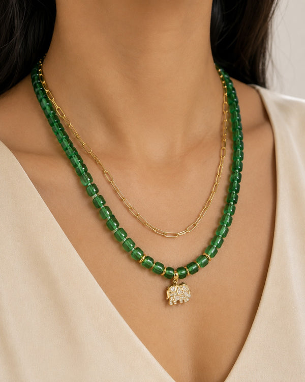 Elephant Charm Beaded Necklace LP- 48Hr Delivery