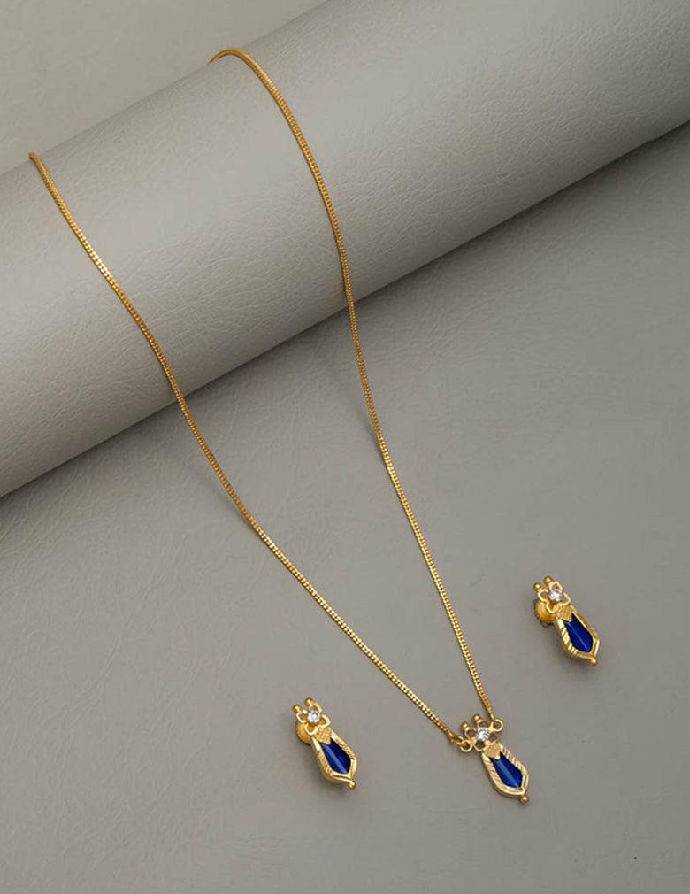 Gold toned simple Naga necklace  LP- 48Hr Delivery (Red & Blue)