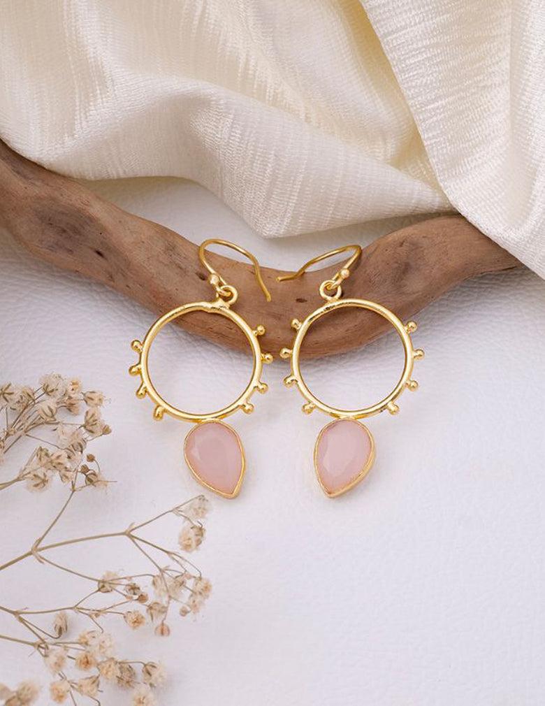 Golden Circle Dotted Drop Earrings LP- 48Hr Delivery (only Green)