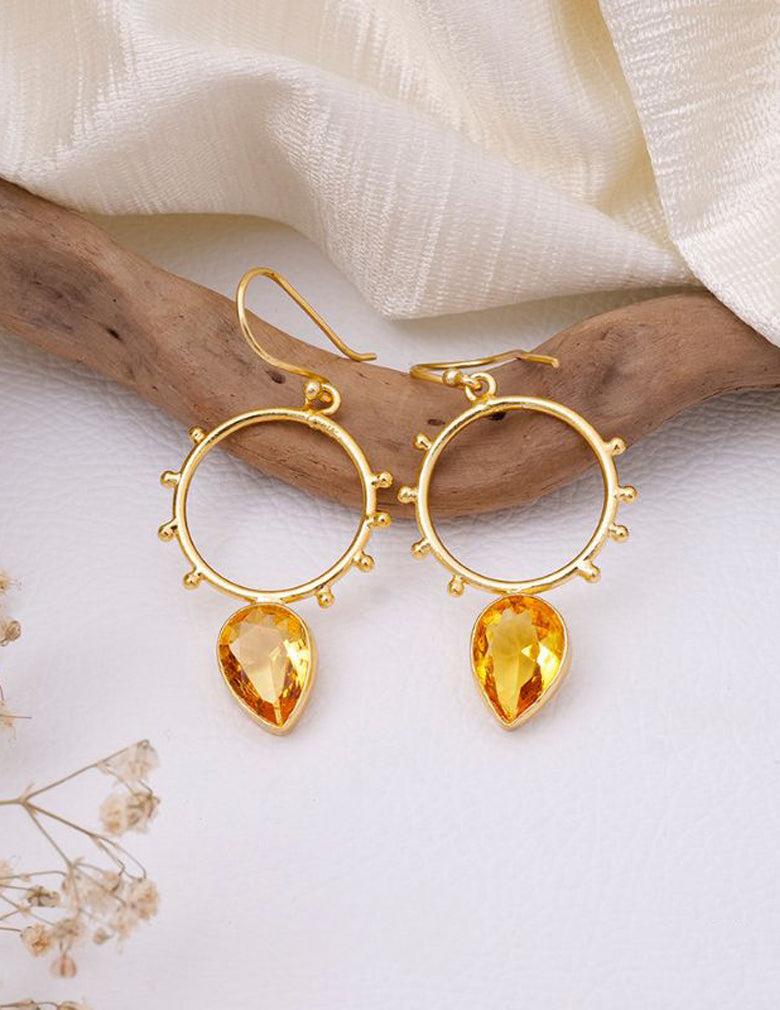 Golden Circle Dotted Drop Earrings LP- 48Hr Delivery (only Green)