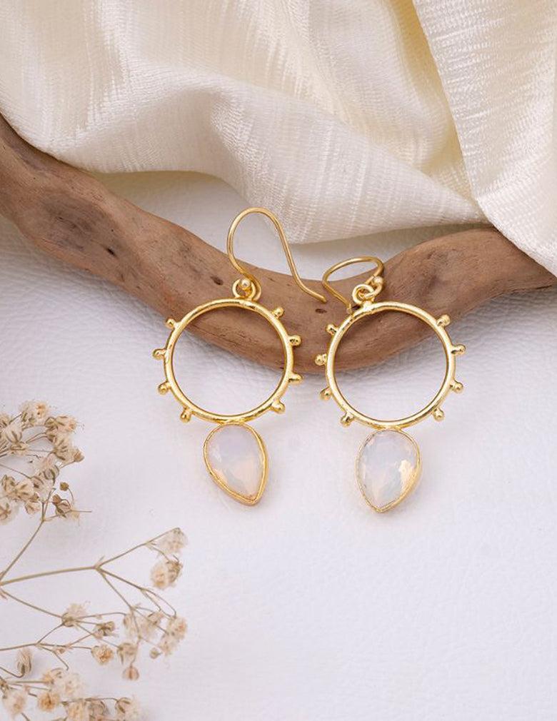 Golden Circle Dotted Drop Earrings LP- 48Hr Delivery (only Green)