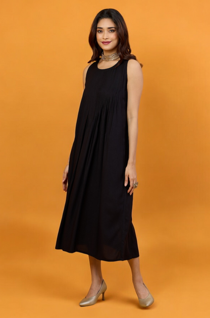 Timeless Onyx Pintuck Sleeveless Dress Mc