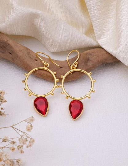 Golden Circle Dotted Drop Earrings LP- 48Hr Delivery (only Green)