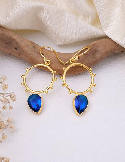 Golden Circle Dotted Drop Earrings LP- 48Hr Delivery (only Green)