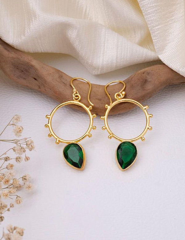 Golden Circle Dotted Drop Earrings LP- 48Hr Delivery (only Green)