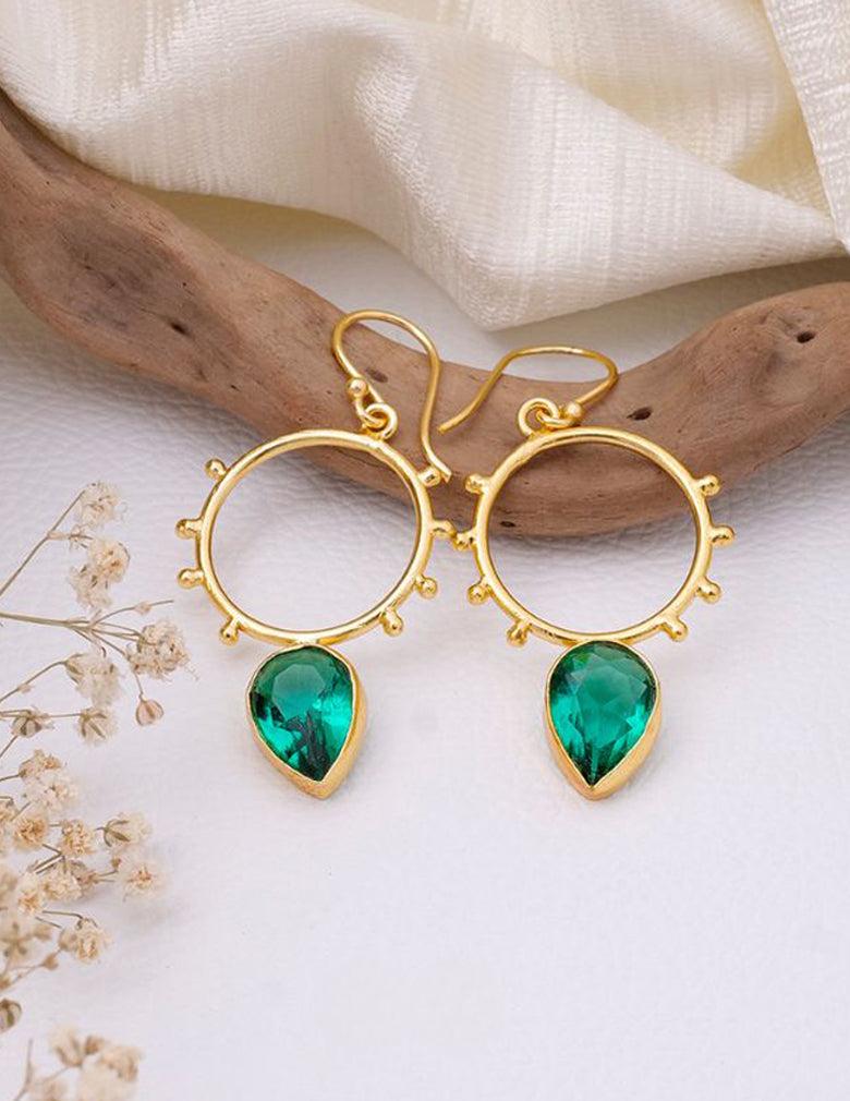 Golden Circle Dotted Drop Earrings LP- 48Hr Delivery (only Green)