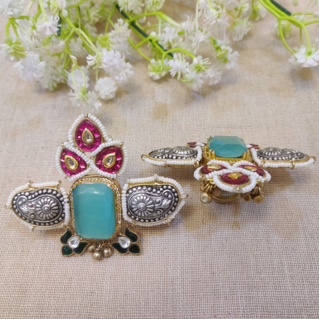 Turquoise stone padmavat statement ring