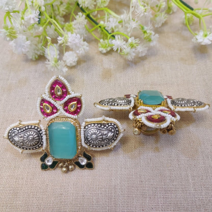 Turquoise stone padmavat statement ring