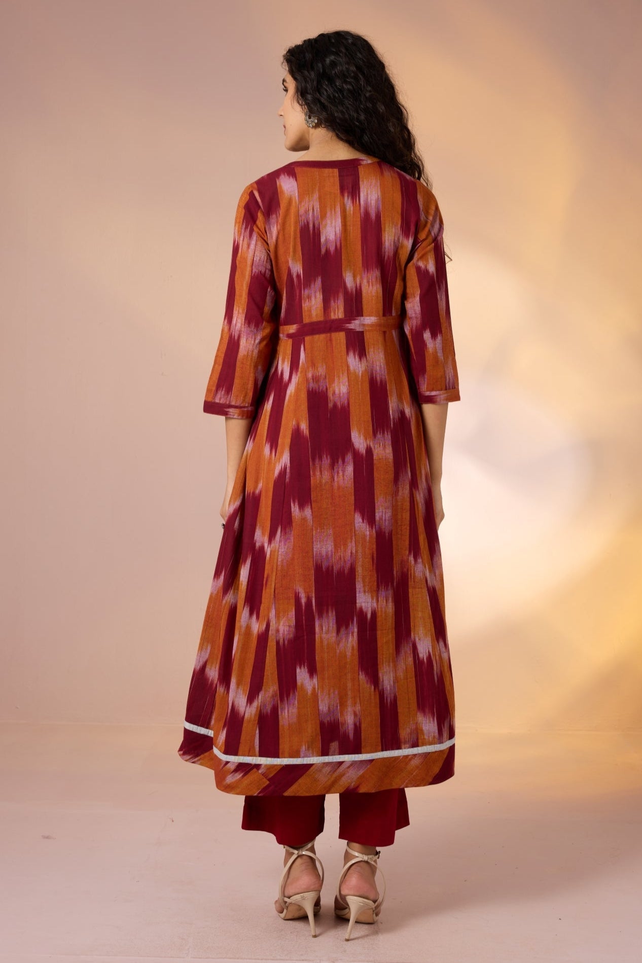 Maati Craft Long Sufi Anarkali Saffron Ember