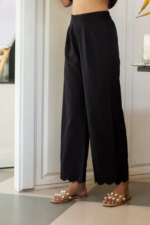 STYGIAN COTTON WIDE LEG PANTS