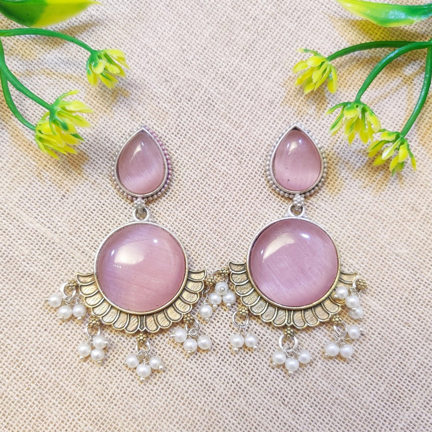 light pink stone earrings