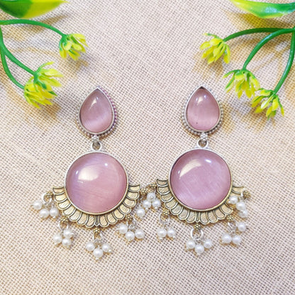 light pink stone earrings