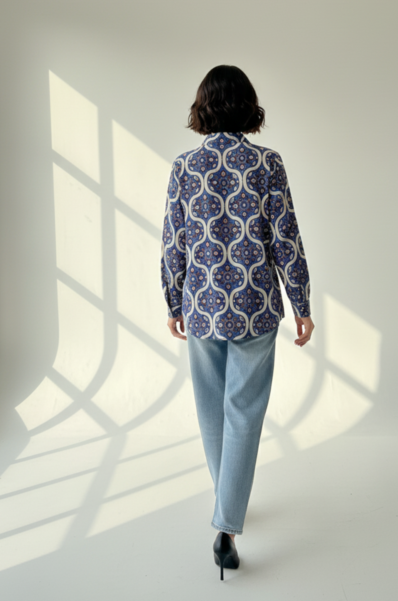 Maati  Tribal Blue Cotton Button Down Shirt