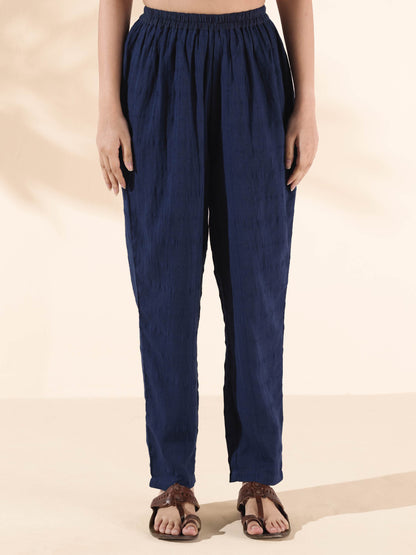 trueBrowns Blue Cotton Dobby Relaxed Co-ord Set