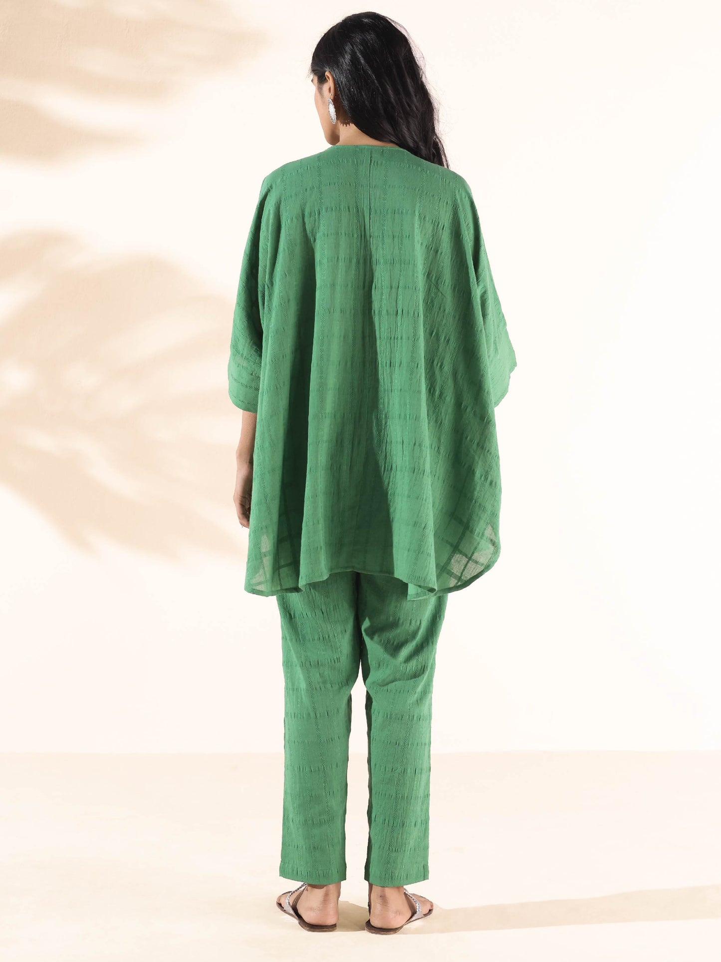 trueBrowns Green Cotton Dobby Oversized Co-ord Set