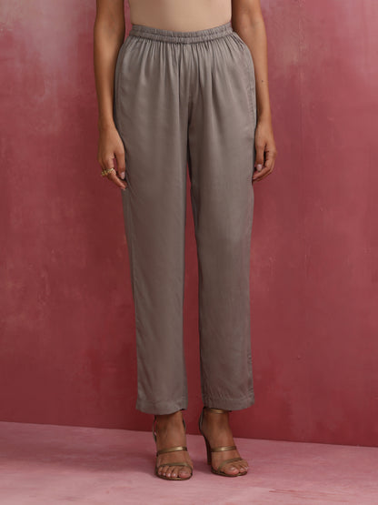 trueBrowns Grey High low Kurta Set