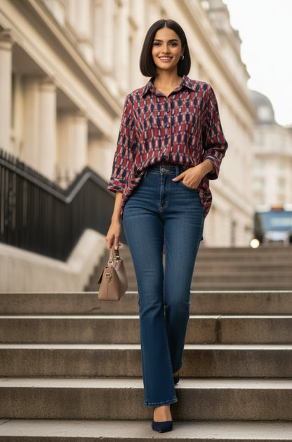 Maati  Midnight Everyday Ikat Cotton Shirt