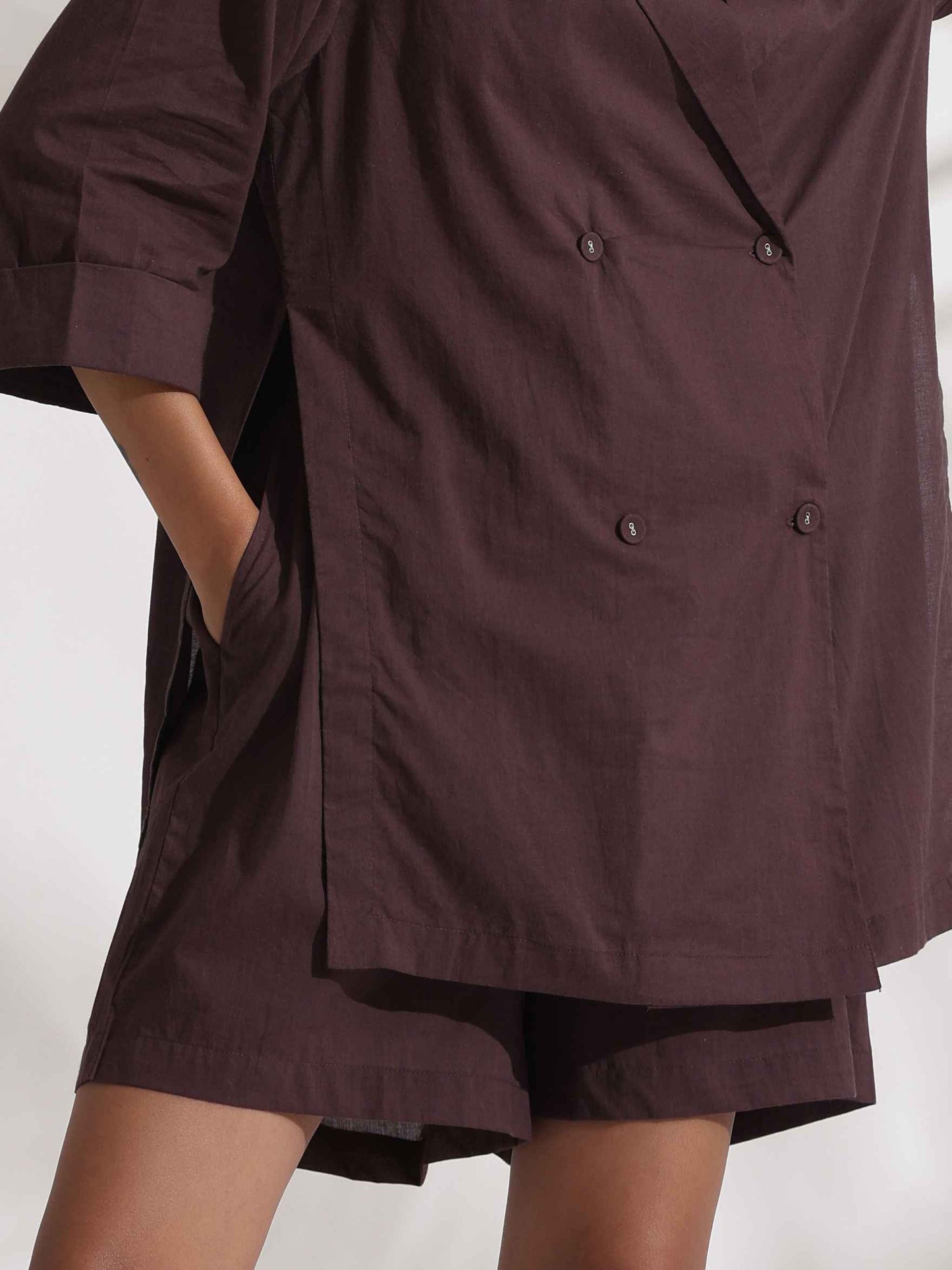 trueBrowns Cola Cotton Print Jacket & Short Co-ord Set