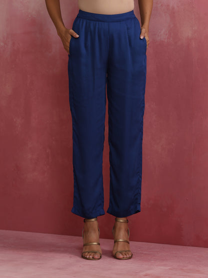 trueBrowns Blue Modal Flared Kurta Co-ord Set