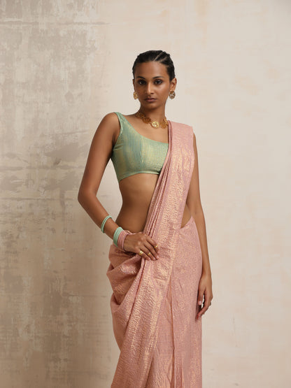 trueBrowns Pink Gold Lurex Ready To Wear Saree