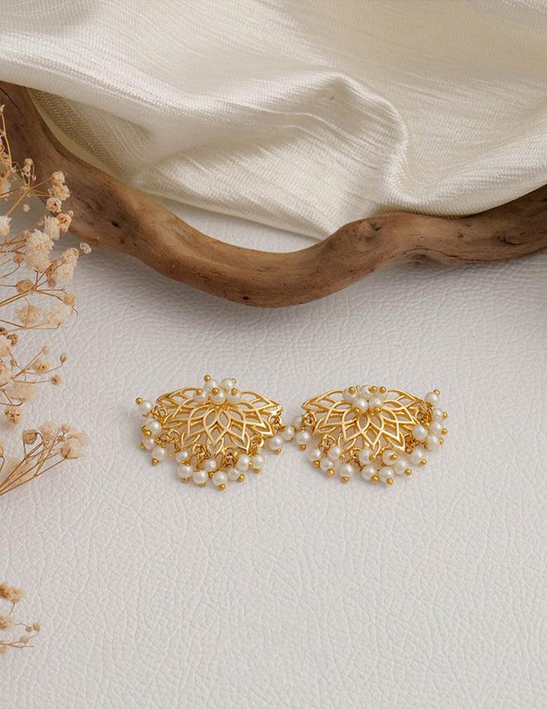 Gold Toned Pearl Clustering Stud Earrings LP- 48Hr Delivery