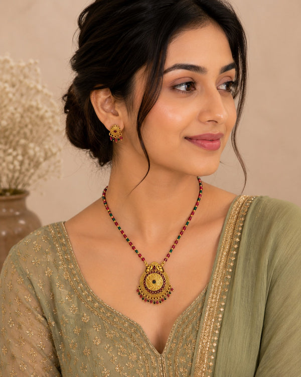 Rangoli Beaded Pendant 3PC Set LP- 48Hr Delivery
