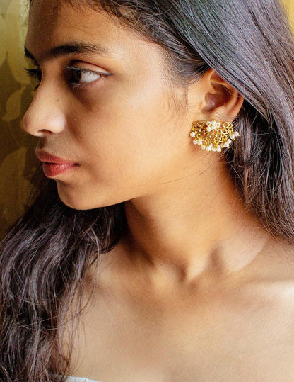 Gold Toned Pearl Clustering Stud Earrings LP- 48Hr Delivery