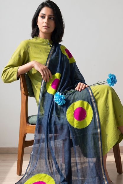 Verdant Melody Dots Cross Potli Angrakha Kurta Top