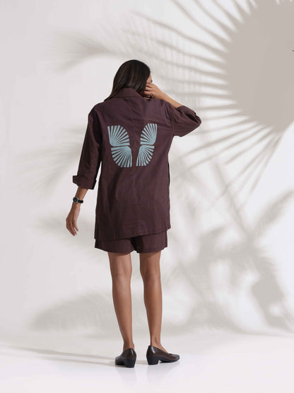 trueBrowns Cola Cotton Print Jacket & Short Co-ord Set