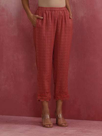trueBrowns Peach High low Cotton Dobby Kurta Set