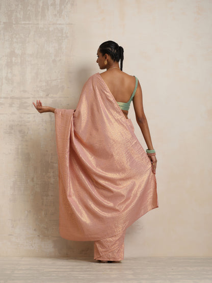 trueBrowns Pink Gold Lurex Ready To Wear Saree