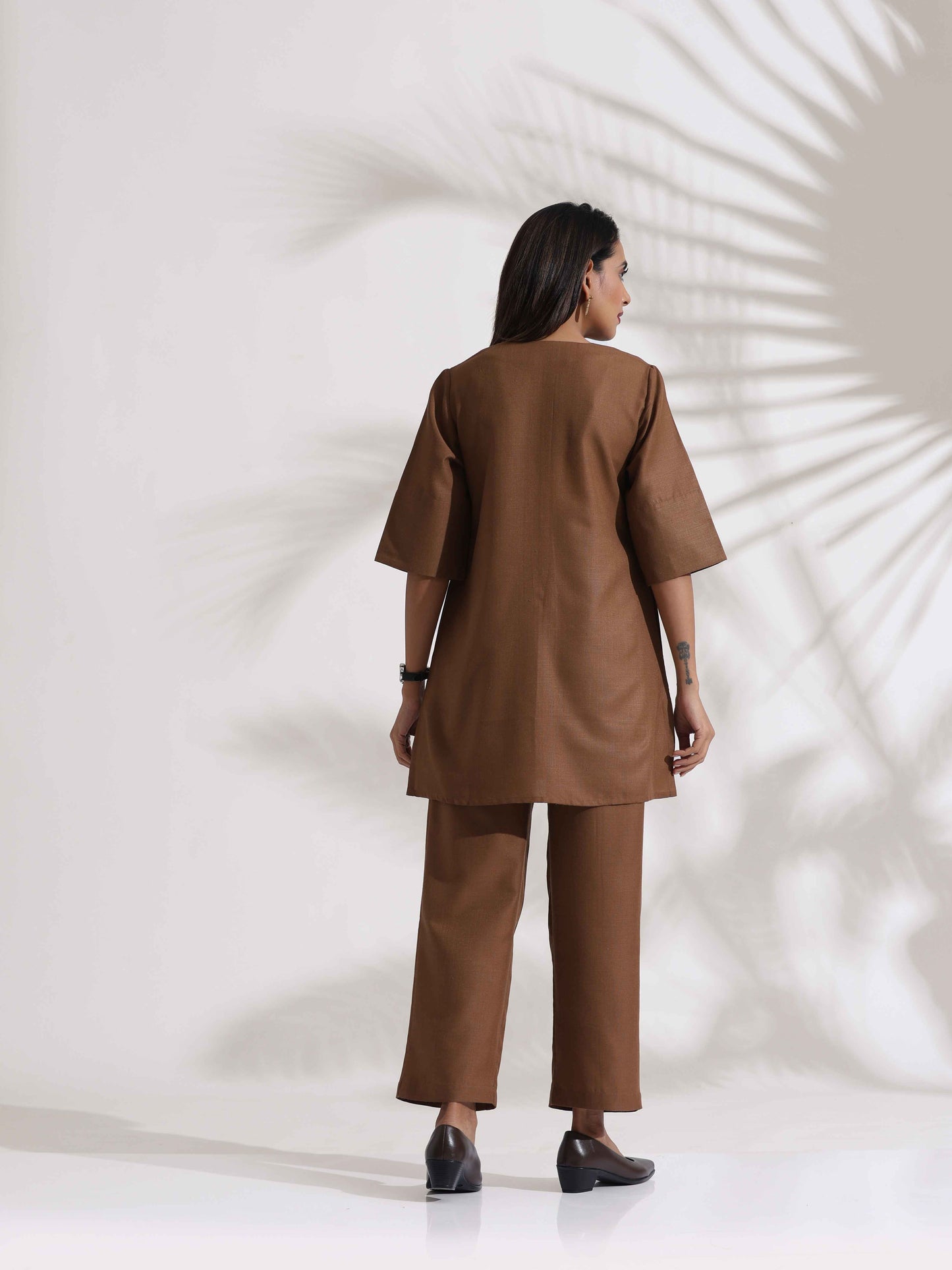 trueBrowns Brown Slub Co-ord Set