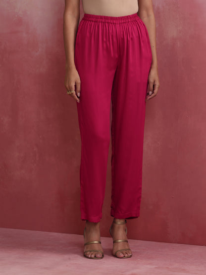 trueBrowns Magenta Highlow Modal Kurta Set