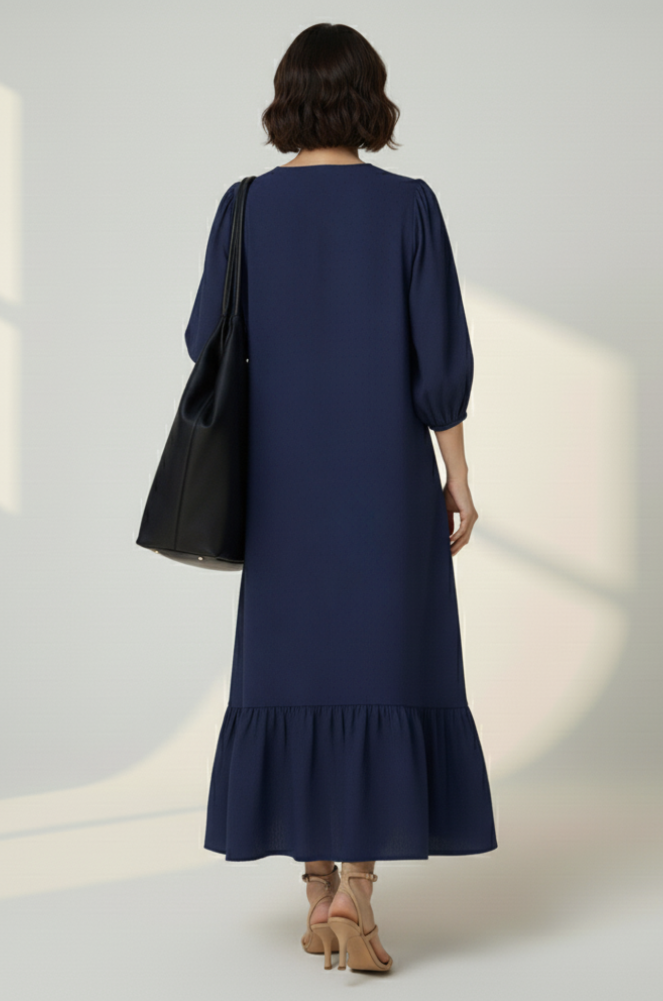 Maati  Cosmic Violet Front Button Cotton Dress With Ruffle Border