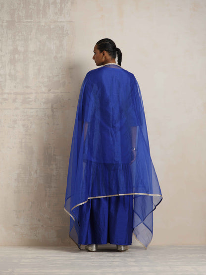 trueBrowns Electric Blue Sharara Dupatta Set