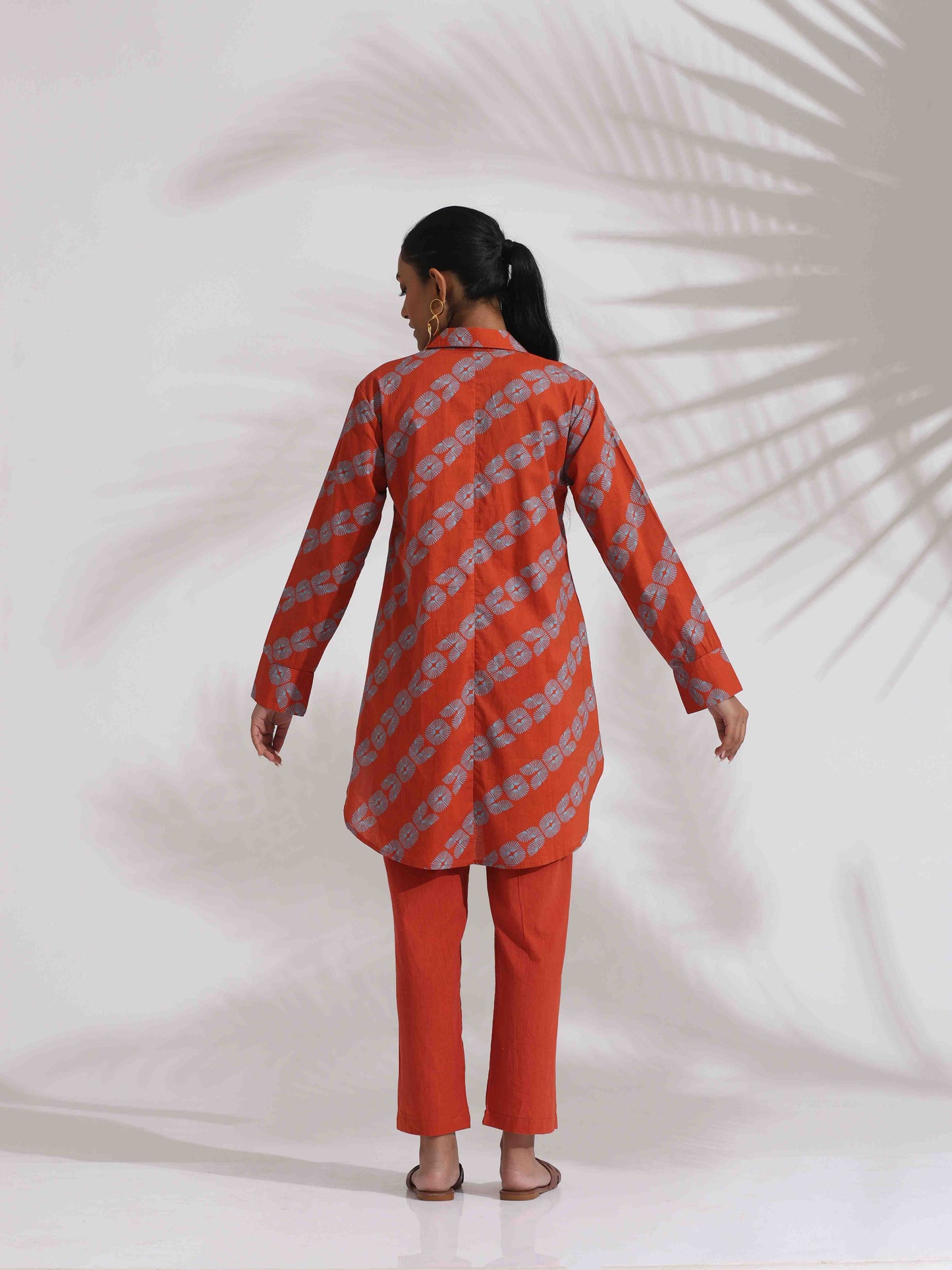 trueBrowns Orange Cotton Print  Co-ord Set
